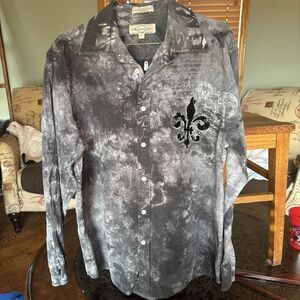 Eighty Eight Shirt Mens Black Medium Long Sleeve Button Affliction Biker Punk